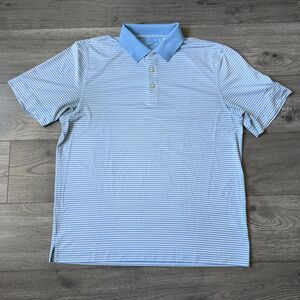 Cutter & Buck‎ Men’s Kennett Square Blue Golf Club Striped Polo Shirt Size Large